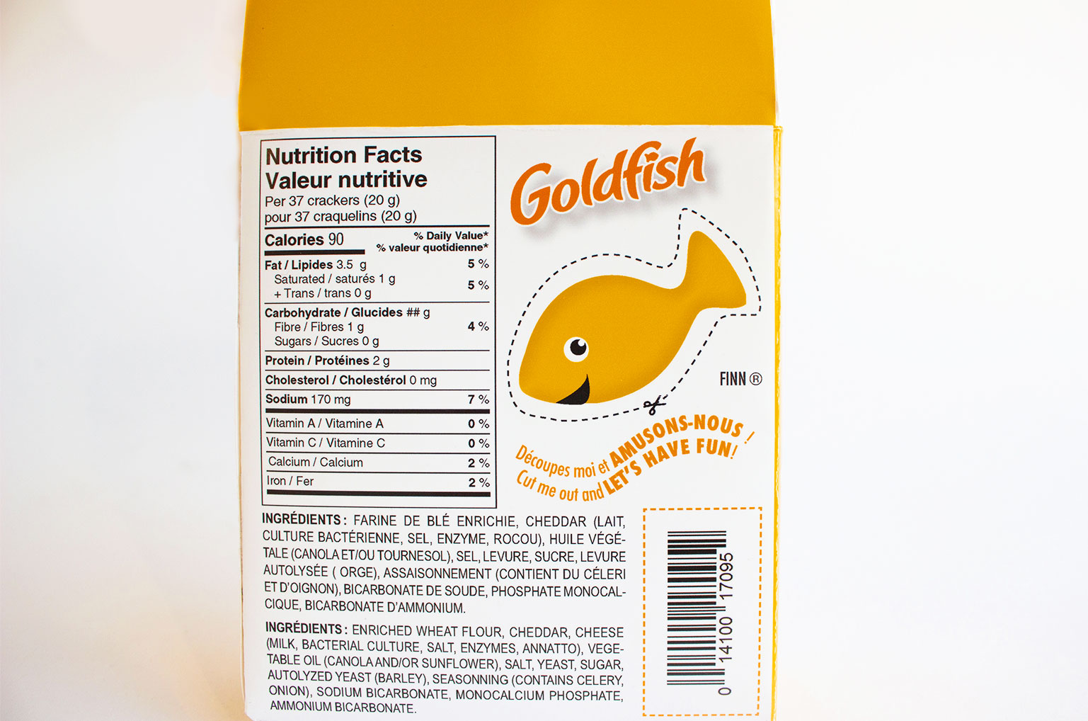 Emballage Goldfish verso